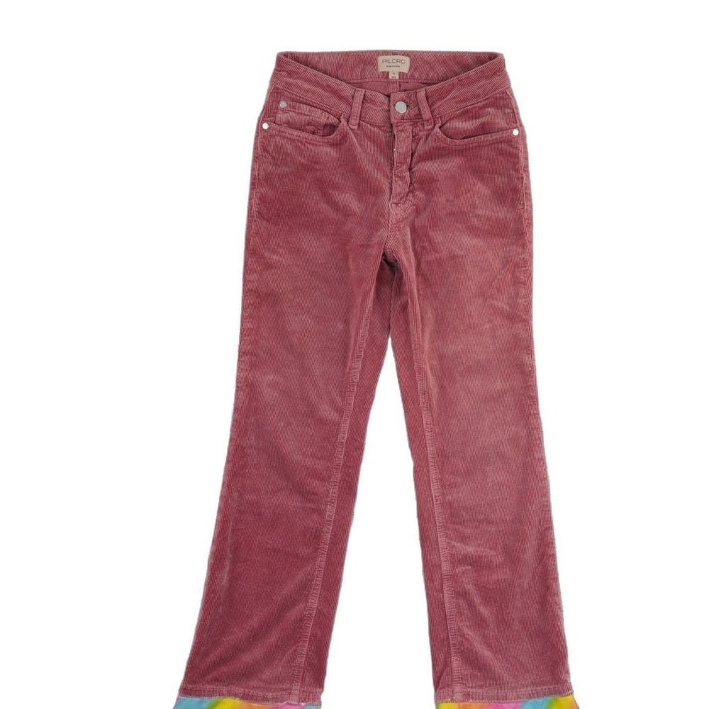 Pilcro Anthropologie Women's Size 27 Pink Corduroy Straight Leg Pants